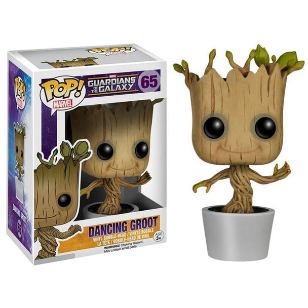 Figurine Funko POP de Groot dansant issue de Marvel Guardians of the Galaxy, en vinyle de 9 cm.