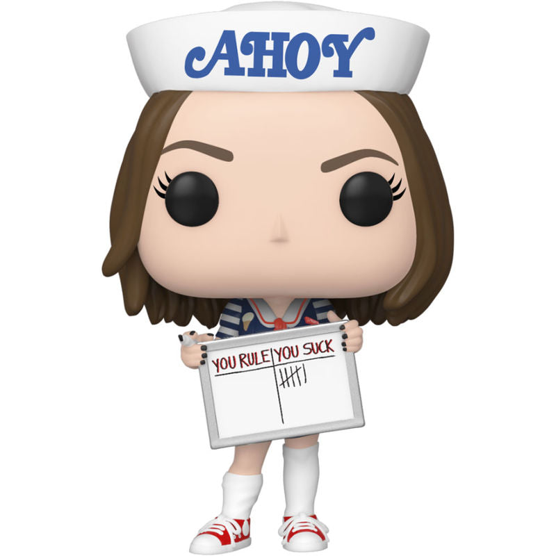 Vue rapprochée de la figurine Funko POP Robin Stranger Things série 2 vague 5 dans sa boîte