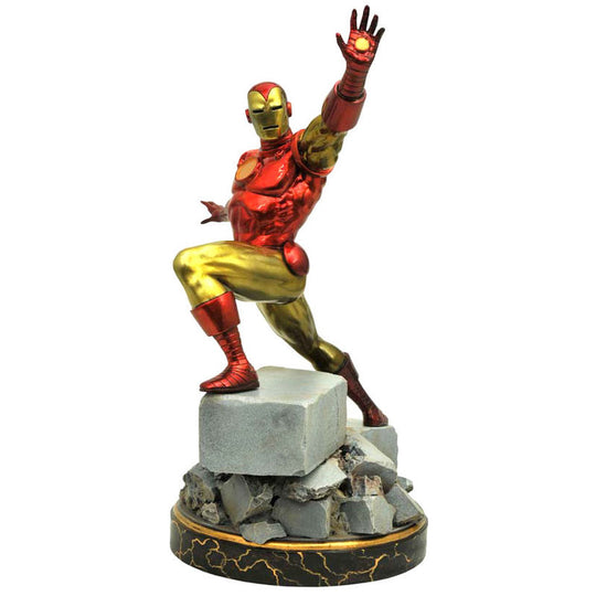Statue Iron Man classique de 35 cm en polyresine, édition limitée Diamond Select, vue de face avec détails précis.