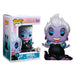 Vue rapprochée de la figurine Funko POP Ursula avec détails des anguilles et couleurs vives sur fond blanc.