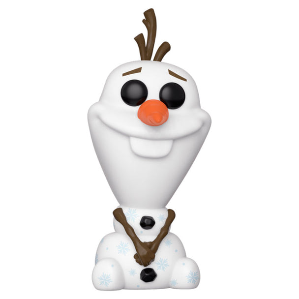 Détail de la figurine Olaf Funko POP avec expression joyeuse et couleurs vives de Frozen 2
