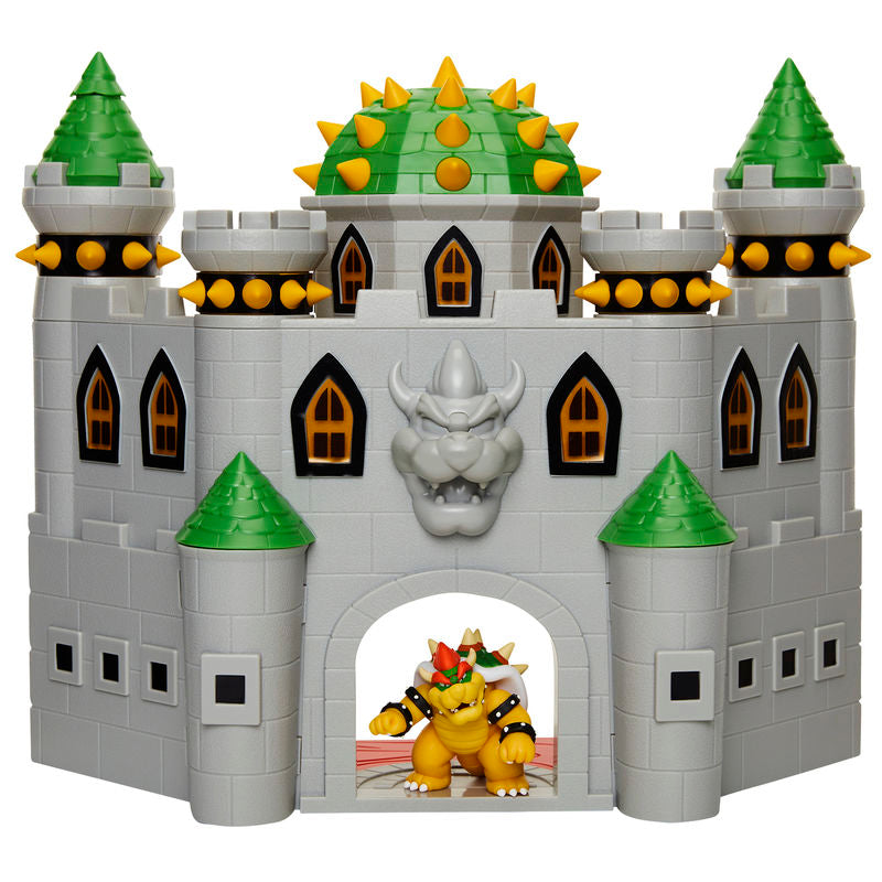 Détail des éléments décoratifs du château de Bowser dans le playset Mario Bros