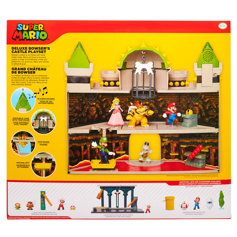 Présentation des différentes zones du château de Bowser dans le playset Mario Bros