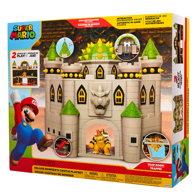 Vue rapprochée des mécanismes interactifs du playset Mario Bros Deluxe