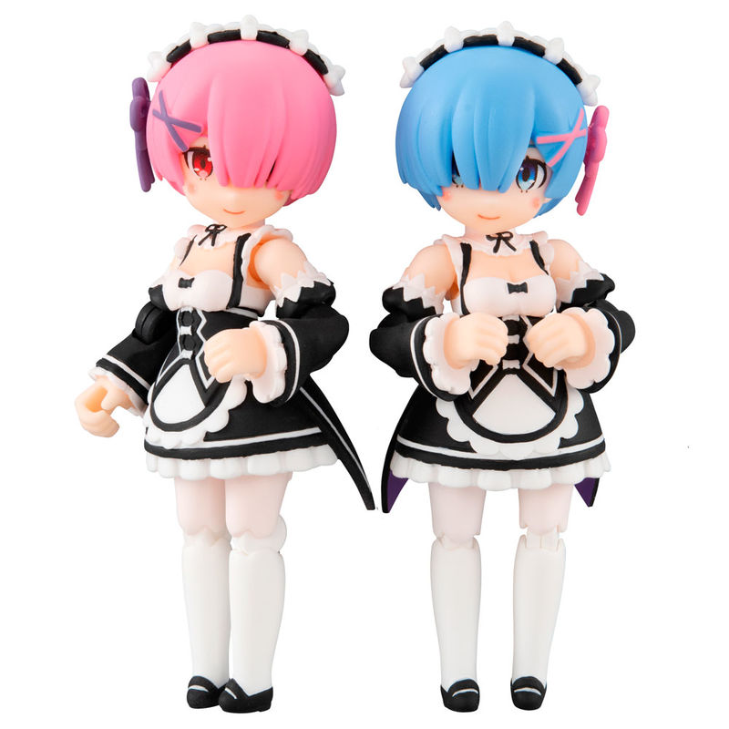 Vue arrière de la figurine Re Zero Desktop Army 8cm avec accessoires