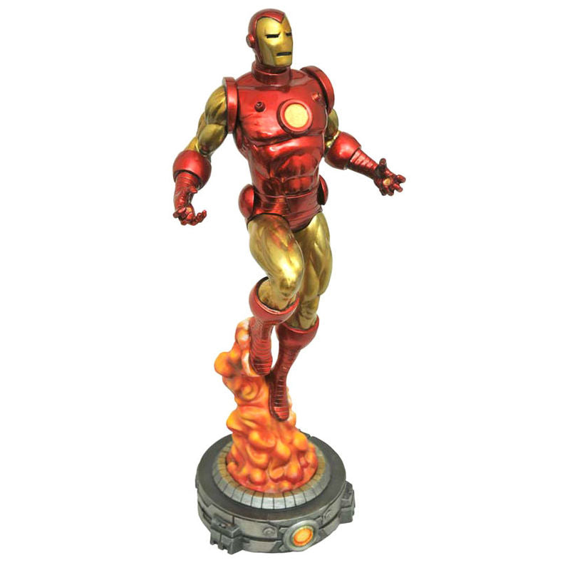 Figurine diorama Iron Man classique Marvel de 28cm en PVC par DIAMOND SELECT, vue de face détaillée.