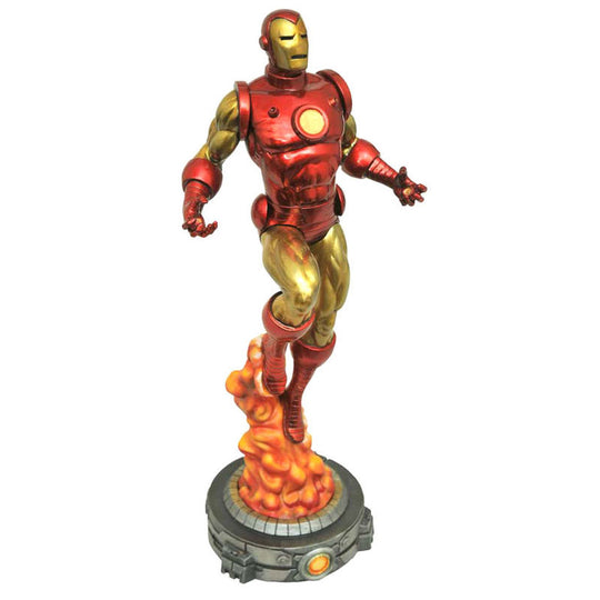 Figurine diorama Iron Man classique Marvel de 28cm en PVC par DIAMOND SELECT, vue de face détaillée.