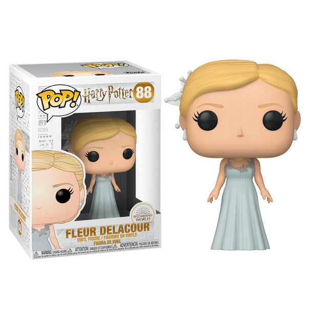 Figurine Funko POP de Fleur Delacour en tenue du Bal de Noël Harry Potter, présentée dans sa boîte vitrine de 9 cm