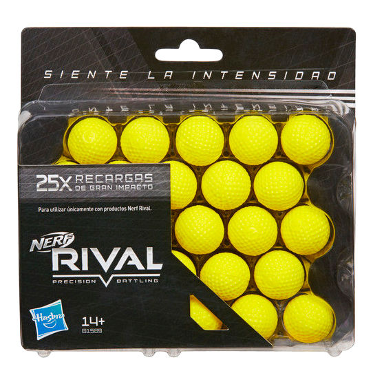 Recharge Nerf Rival 25 billes officielles HASBRO pour lanceur Nerf Rival avec emballage visible