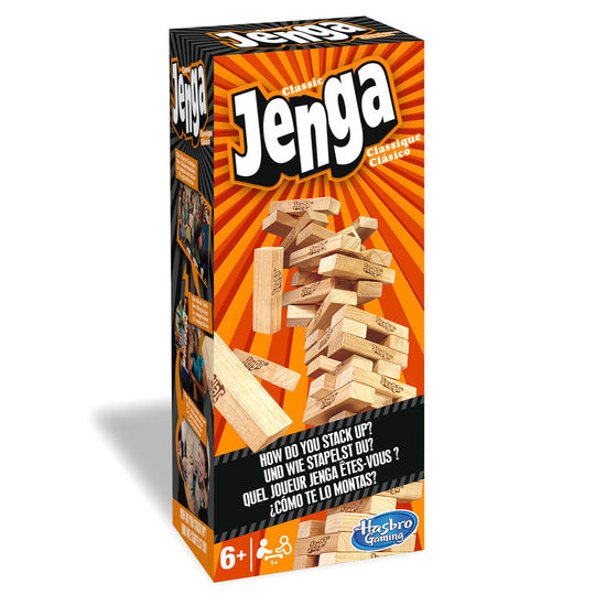 Support de montage du jeu Jenga avec instructions visibles à côté