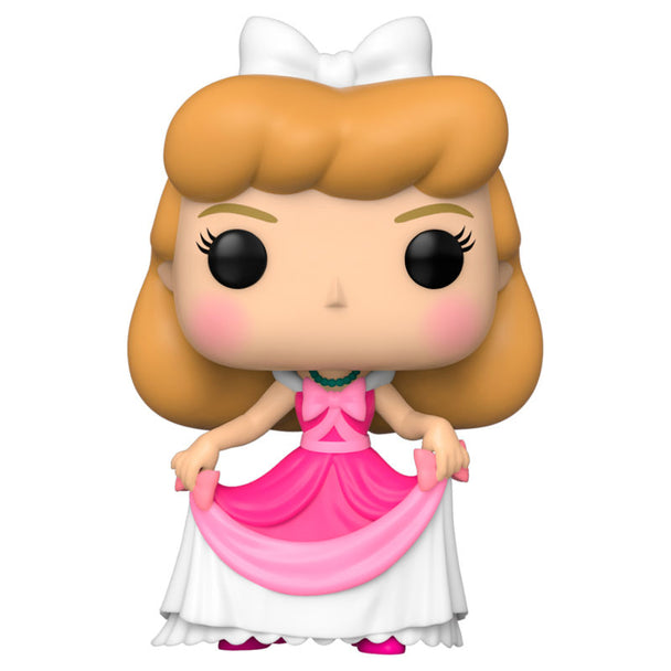 Figurine Funko POP Cendrillon en robe rose Disney, vue de face dans boîte vitrine transparente