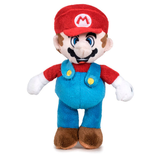 Peluche Mario Super Mario Bros de 18cm vue de face avec détails colorés et tissu doux PLAY BY PLAY