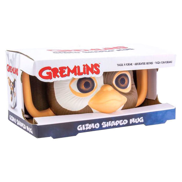 Vue rapprochée du visage expressif de Gizmo en relief sur le mug 3D PALADONE