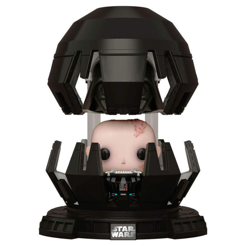 Vue rapprochée de la figurine FUNKO POP Star Wars Darth Vader en position méditative dans sa chambre