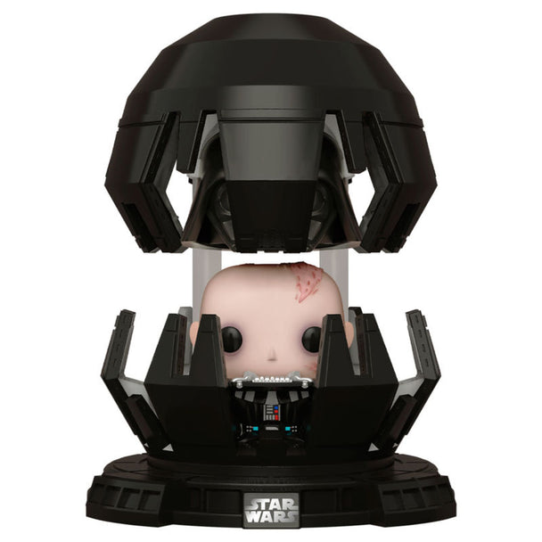 Vue rapprochée de la figurine FUNKO POP Star Wars Darth Vader en position méditative dans sa chambre