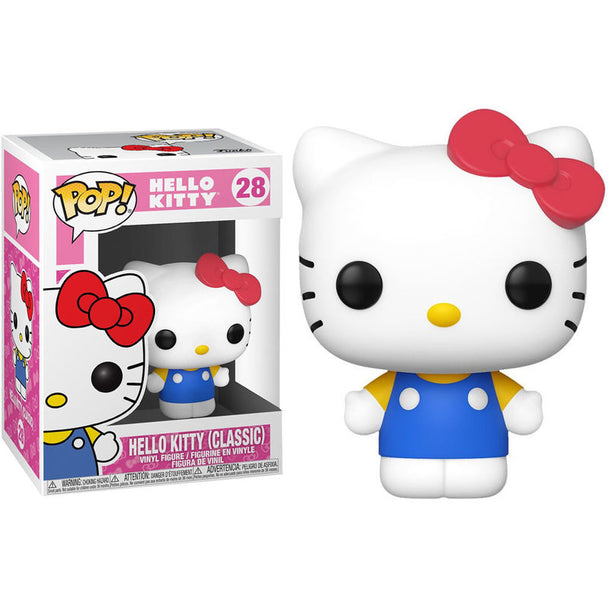 Vue latérale de la figurine Funko POP Hello Kitty Classic Sanrio en vinyle de 9 cm avec détails colorés.