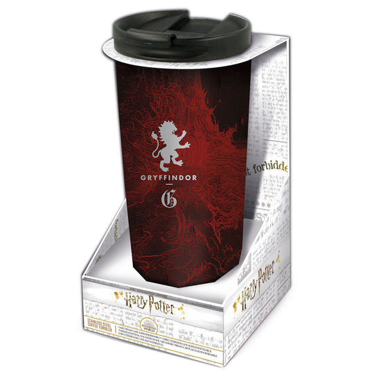 Gobelet isotherme Harry Potter Gryffindor en acier inoxydable avec logo rouge et or visible