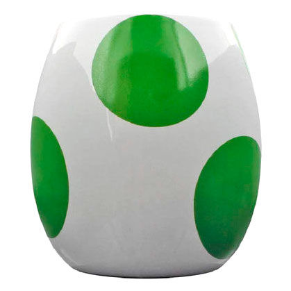 Détail du design coloré du mug Yoshi Egg signé PYRAMID, parfait pour les fans de Nintendo.