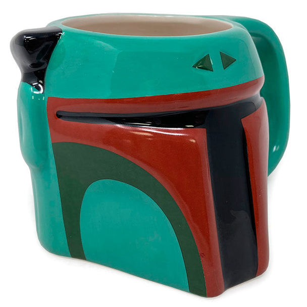 Mug 3D Star Wars The Mandalorian Boba Fett avec design en relief et capacité de 385ml, vue de face.
