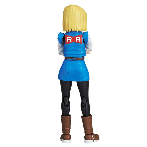 Profil gauche de la figurine Android 18 montrant les couleurs et textures du modèle assemblé