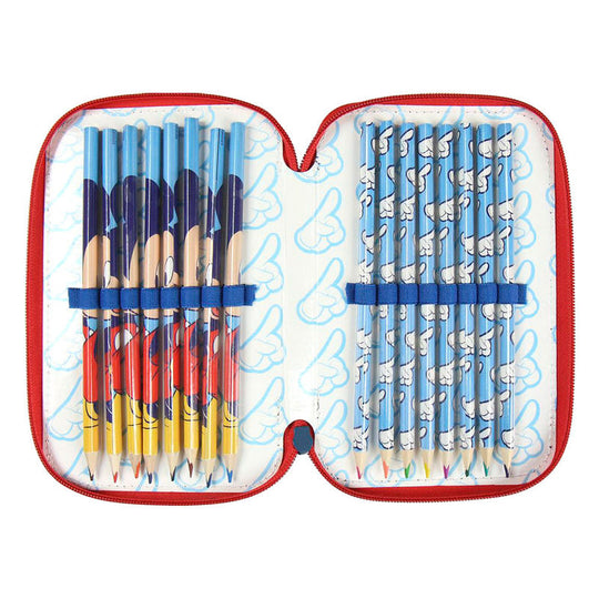 Trousse triple Disney Mickey Giotto CERDÁ vue de face avec design Mickey coloré