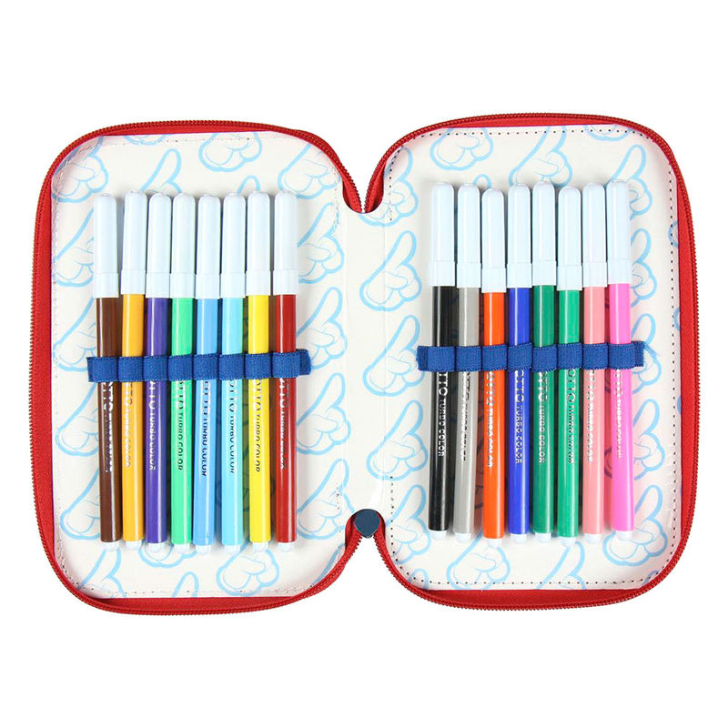 Détail des trois compartiments ouverts de la trousse triple Mickey Giotto CERDÁ