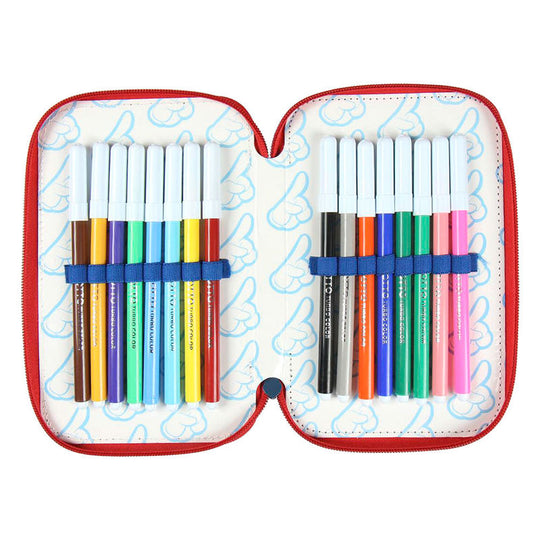Détail des trois compartiments ouverts de la trousse triple Mickey Giotto CERDÁ
