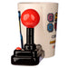 Profil latéral du mug arcade Game Over montrant ses dimensions compactes