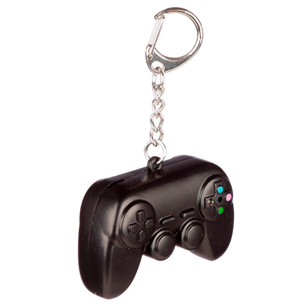 Vue de côté du porte-clés lumineux Game Over montrant ses dimensions compactes