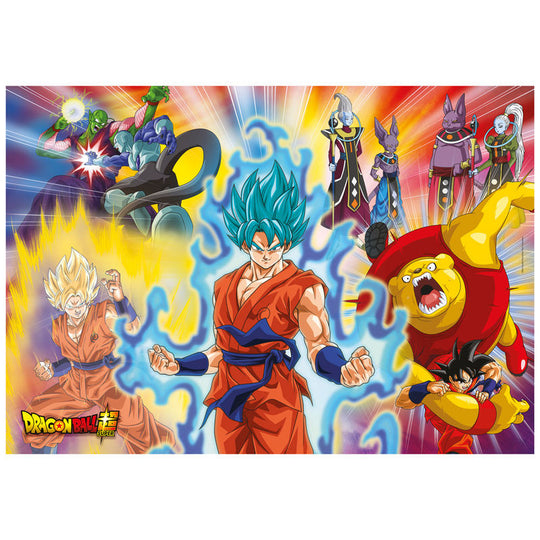 Image du puzzle Dragon Ball 180 pièces assemblé montrant les personnages emblématiques de la série en couleurs vives.