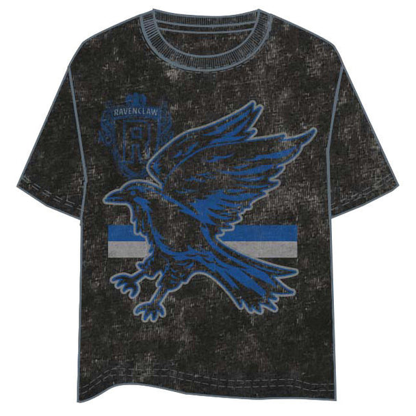 T-shirt adulte Harry Potter Ravenclaw en coton avec imprimé frontal et manches pliées, marque Warner Bros Discovery