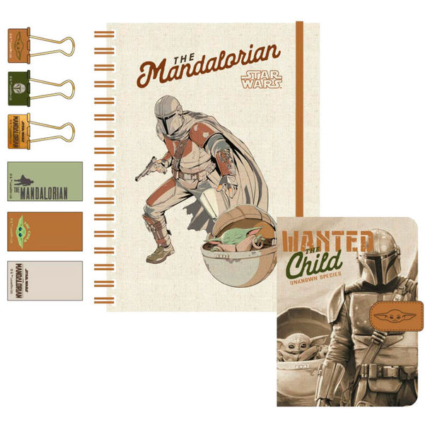 Détail des accessoires de papeterie inclus dans le coffret Bébé Yoda CERDÁ