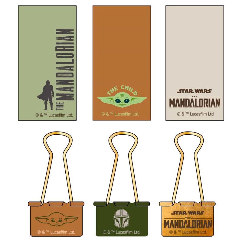 Illustration colorée de Bébé Yoda sur le coffret papeterie The Mandalorian