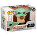 Vue latérale de la figurine Funko POP Star Wars The Child avec sa tasse, exposée dans sa boîte collector.