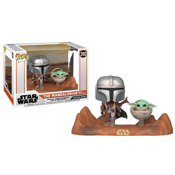Figurine POP FUNKO de The Child et Mandalorian vue de face avec détails soignés