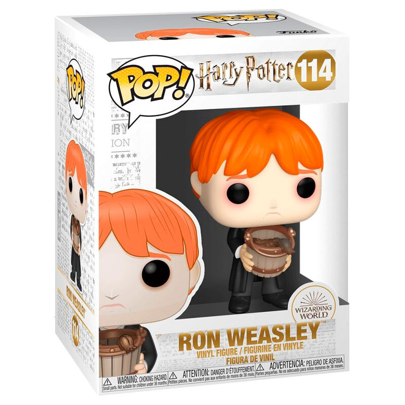 Détail de la figurine Funko POP Ron Weasley vomissant des limaces, mettant en valeur les couleurs et les expressions