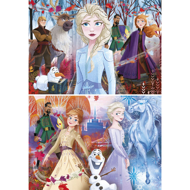 Puzzle Disney Frozen 2 Maxi de CLEMENTONI avec illustration d'Anna et Elsa, dimensions 27x19 cm, 20 pièces