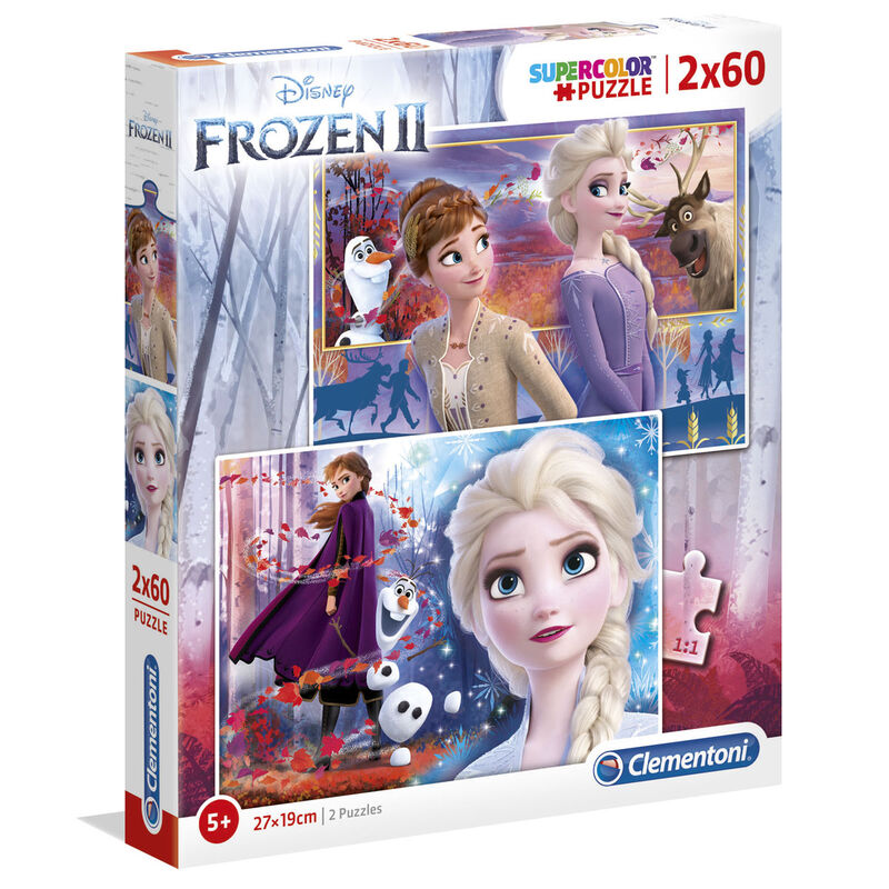 Boîte du puzzle CLEMENTONI Disney Frozen 2 contenant deux puzzles de 60 pièces chacun