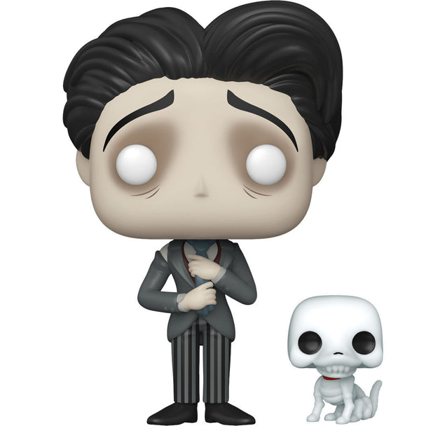 Figurine Funko POP de Victor Van Dort de Corpse Bride en vinyle, vue de face dans sa boîte vitrine