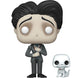 Figurine Funko POP de Victor Van Dort de Corpse Bride en vinyle, vue de face dans sa boîte vitrine
