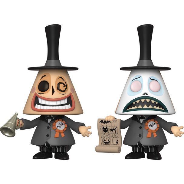 Figurine Funko POP du Mayor de Nightmare Before Christmas tenant un mégaphone, vue avant dans sa boîte fenêtre.