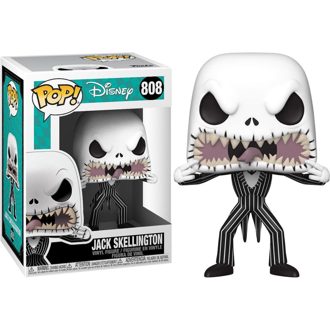 Figurine Funko POP Jack Skellington Nightmare Before Christmas vue de face dans sa boîte vitrine transparente