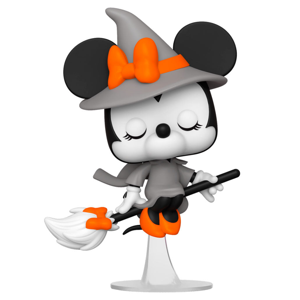 Packaging de la figurine Witchy Minnie Funko POP édition Halloween avec logo Disney et détails colorés