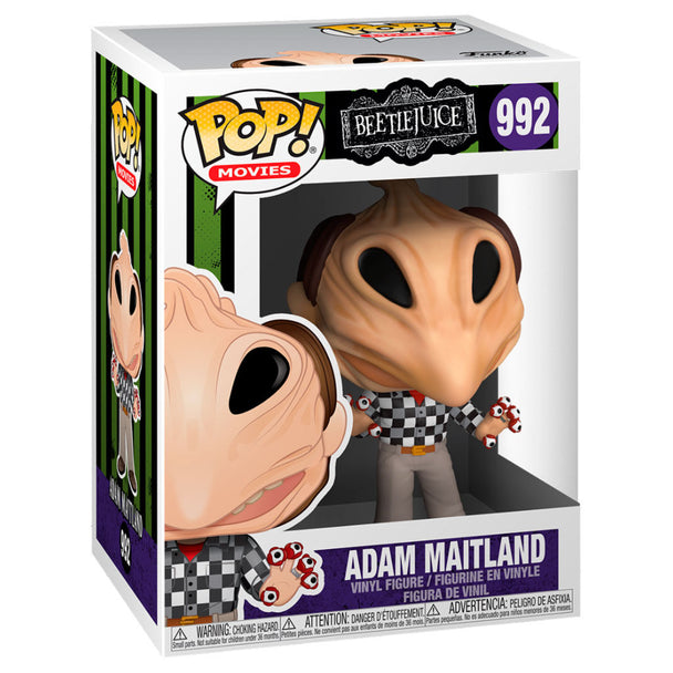 Boîte vitrine de la figurine Funko POP Beetlejuice Adam Transformé montrant le packaging original.