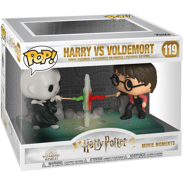 Figurine POP Voldemort avec son expression menaçante et sa baguette levée, modèle FUNKO Movie Moments