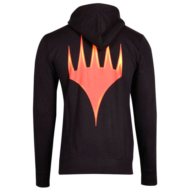 Sweat à capuche Magic The Gathering avec logo Wizards imprimé en blanc sur fond noir, vue avant