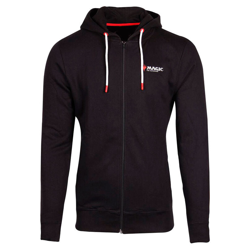 Détail du logo Wizards sur sweat à capuche Magic The Gathering en coton, design exclusif DIFUZED