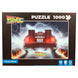 Puzzle 1000 pièces Back to the Future avec la Delorean en pleine action, dimensions 70x50cm