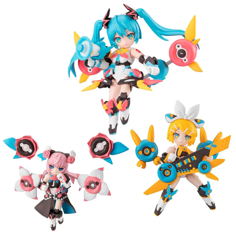 Ensemble des 4 images montrant la figurine Hatsune Miku Desktop Army sous différents angles
