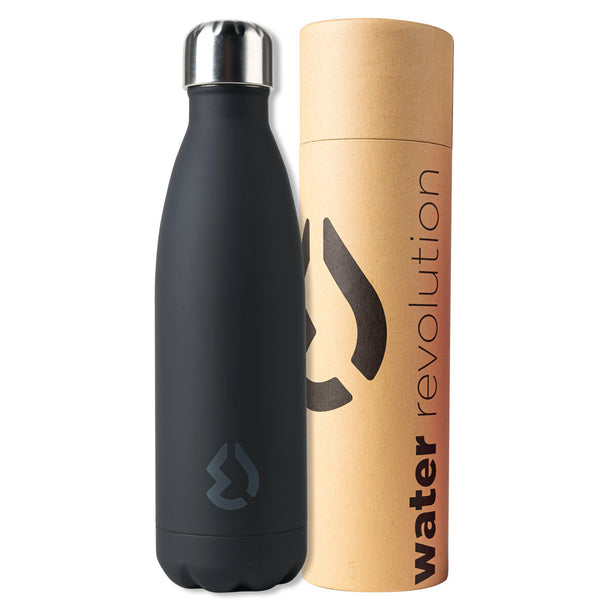 Gourde Water Revolution Black 500ml en acier inoxydable avec design élégant noir mat